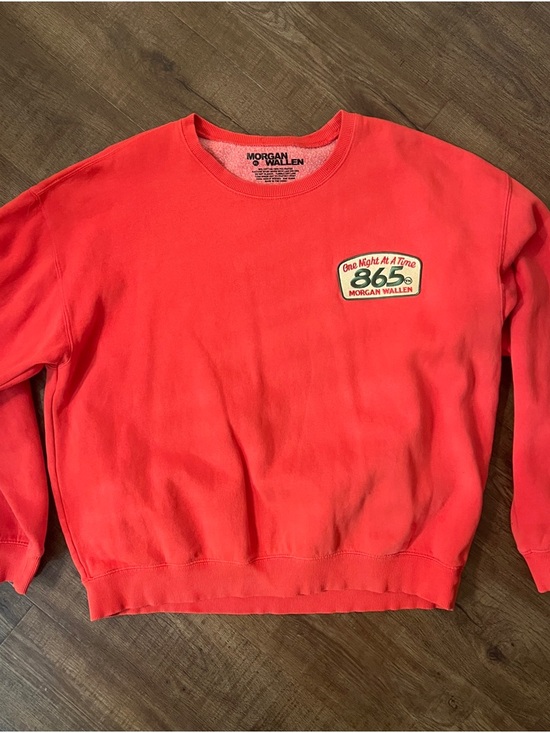 Morgan Wallen Tops - Morgan Wallen 865 Crewneck Sweatshirt XL One Night At A Time Tour Merch Red